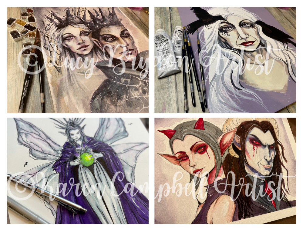 Evil Fae King & Queen Online Art Courses with Artists Karen Campbell & Lucy Brydon in the Celtic Collective