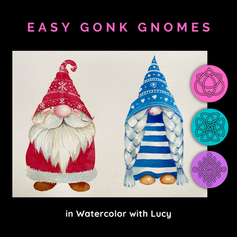 Gonk Gnomes in Watercolor with Lucy Brydon Artist Online Art Lesson in the Celtic Collective